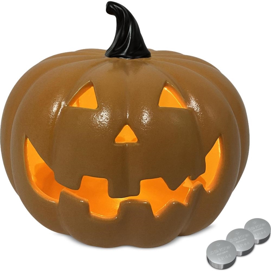 LED Zucca di ceramica HALLOWEEN LED/3xLR44/bianco caldo