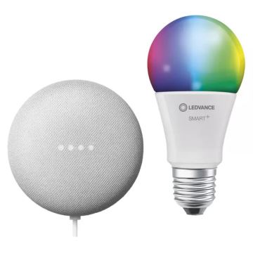 Ledvance - Altoparlante intelligente Google Nest Mini + LED RGBW Lampadina dimmerabile SMART+ A60 E27/60W/230V