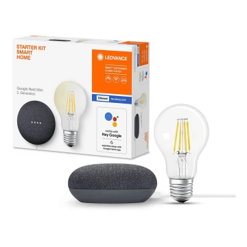 Ledvance - Altoparlante intelligente Google Nest Mini + LED Lampadina dimmerabile SMART+ A60 E27/60W/230V