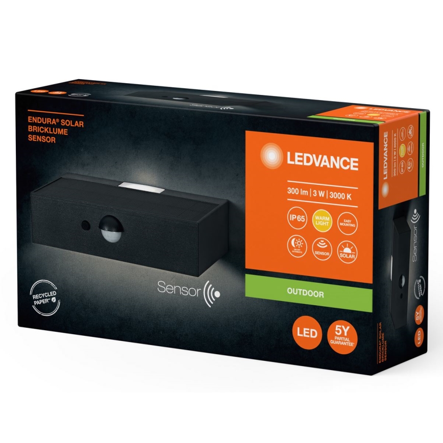 Ledvance - Applique a LED solare con sensore ENDURA SOLAR LED/3W/4,2V IP65