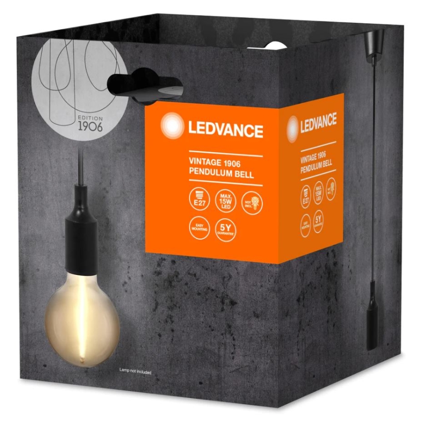 Ledvance - Lampadario a sospensione con filo PENDULUM BELL 1xE27/15W/230V nero