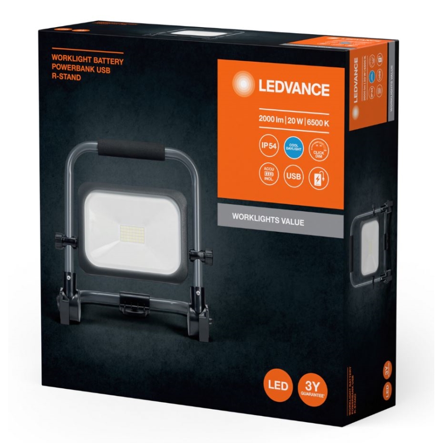 Ledvance - LED Dimmerabile per esterni rechargeable per riflettore WORKLIGHT BATTERY LED/20W/5V IP54