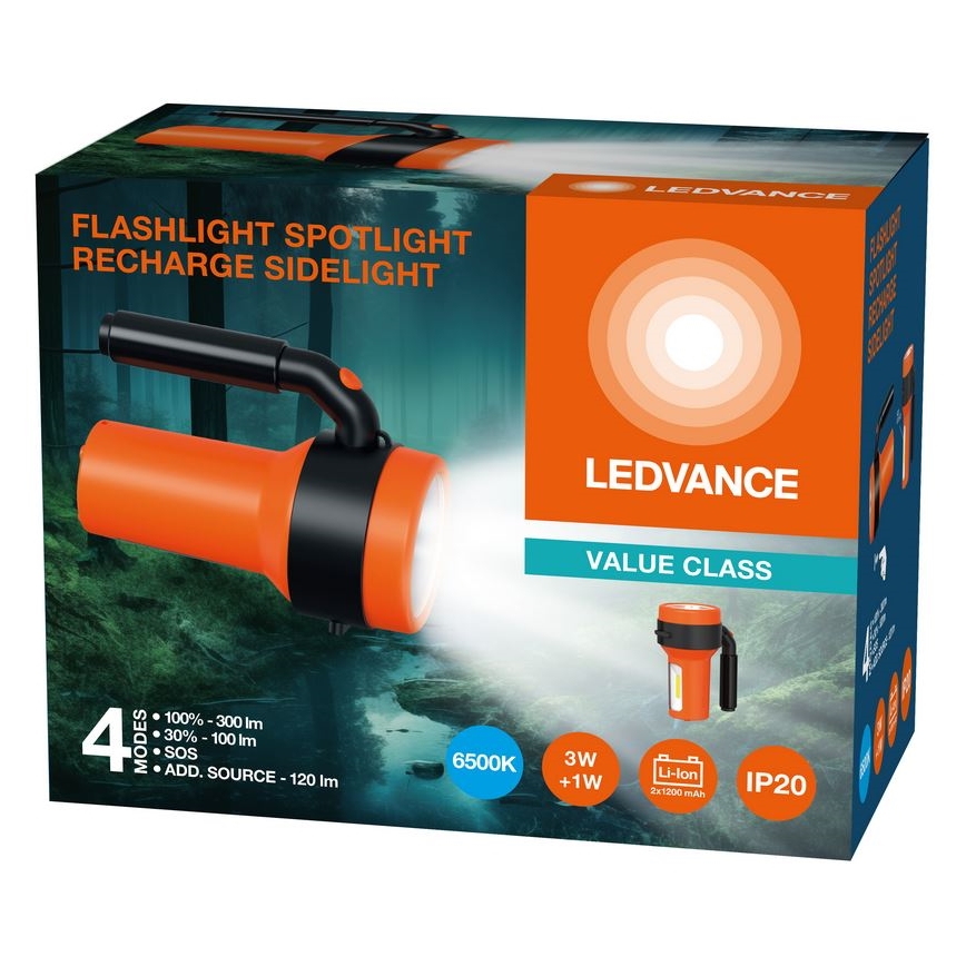 Ledvance - Torcia LED ricaricabile con power bank FLASHLIGHT LED/3W/5V 2400mAh