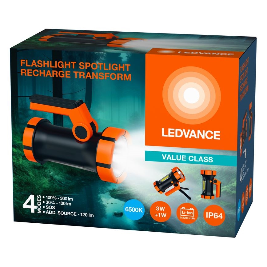Ledvance - Torcia LED ricaricabile con power bank FLASHLIGHT LED/3W/5V IP64 2400mAh