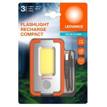 Ledvance - Torcia LED ricaricabile con power bank FLASHLIGHT LED/4W/5V 3000mAh IPX2