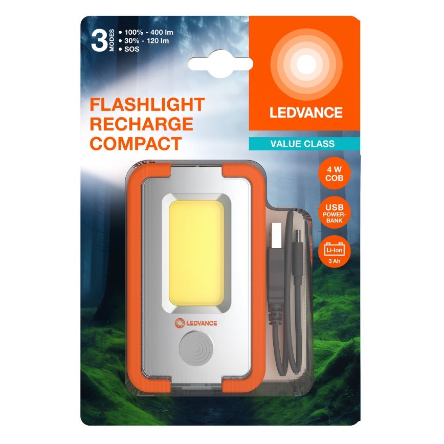 Ledvance - Torcia LED ricaricabile con power bank FLASHLIGHT LED/4W/5V 3000mAh IPX2