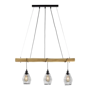 Leuchten Direkt 15526-79 - Lampadario a sospensione con filo SPRING 3xE27/40W/230V eucalipto