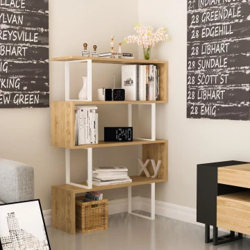 Libreria ADRIANA 124x92 cm bianco/beige