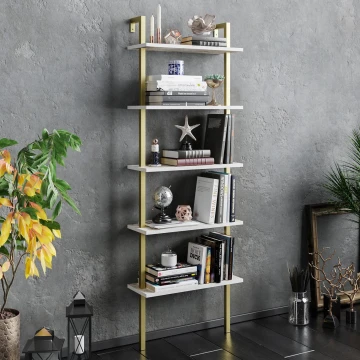 Libreria PIANTE 174x60 cm oro/bianco