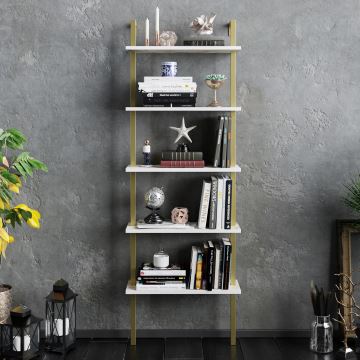 Libreria PIANTE 174x60 cm oro/bianco