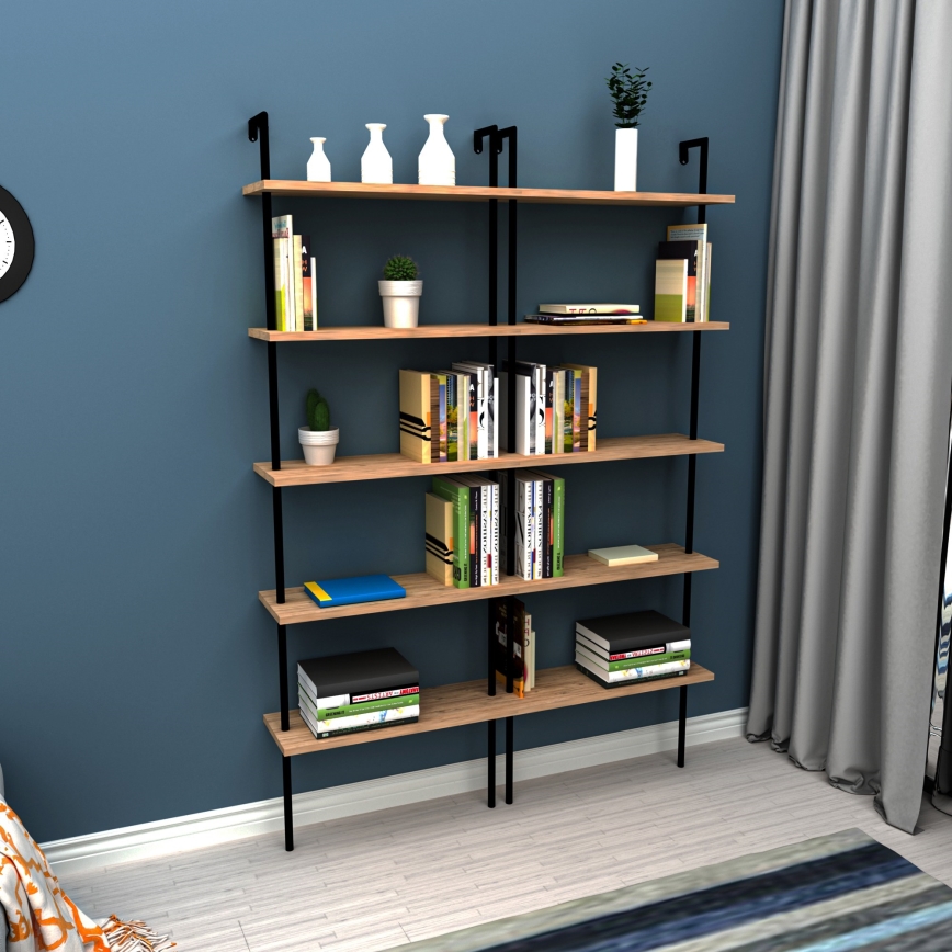 Libreria TEOS 165x60 cm nero/pino atlantic