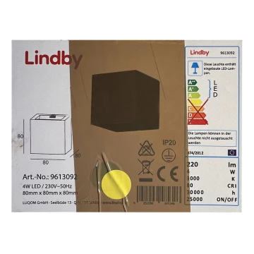 Lindby - Applique a LED QUASO LED/4W/230V calcestruzzo