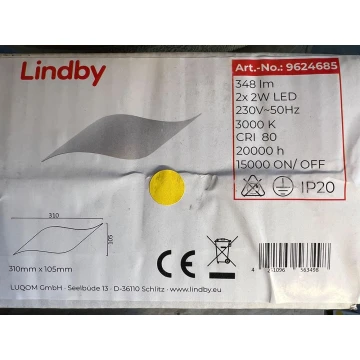 Lindby - Applique LED SALKA 2xLED/2W/230V