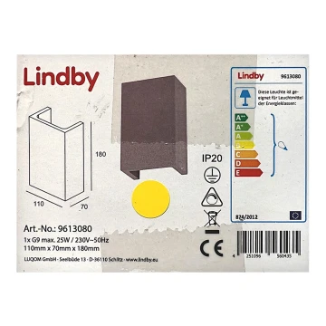 Lindby - Applique SMIRA  1xG9/25W/230V