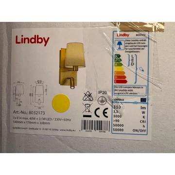 Lindby - Lampada da parete AIDEN 1xE14/40W/230V + LED/3.1W/230V