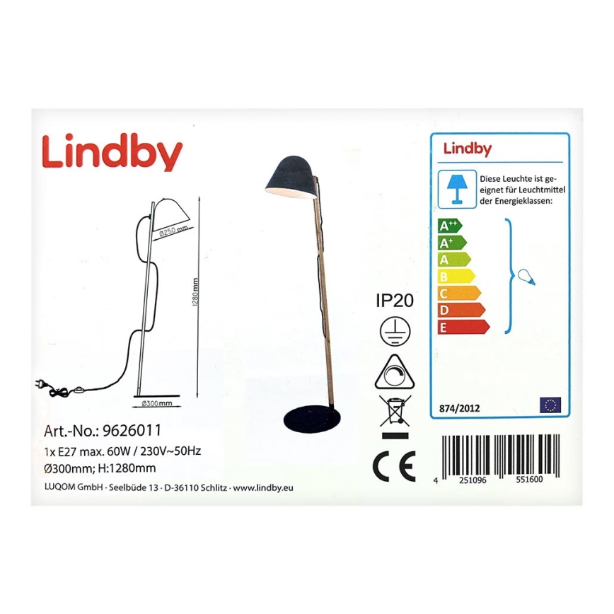 Lindby - Lampada da terra TETJA 1xE27/60W/230V