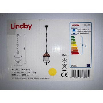 Lindby - Lampadario a catena per esterni CLINT 1xE27/60W/230V IP44