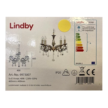 Lindby - Lampadario a sospensione con catena KORA 5xE14/40W/230V