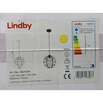 Lindby - Lampadario a sospensione con filo BEKIRA 1xE27/60W/230V