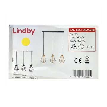 Lindby - Lampadario a sospensione con filo ELDA 3xE27/60W/230V