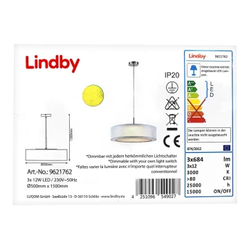 Lindby - Lampadario a sospensione con filo LED dimmerabile AMON 3xLED/12W/230V