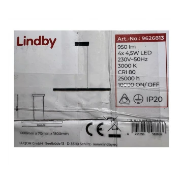 Lindby - Lampadario a sospensione con filo LED dimmerabile SOLVINA 4xLED/4,5W/230V