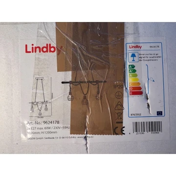 Lindby - Lampadario a sospensione con filo VENTURA 3xE27/60W/230V