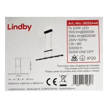 Lindby - Lampadario LED dimmerabile a filo NAIARA 7xLED/4W/230V