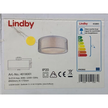 Lindby - Plafoniera NICA 3xE14/40W/230V