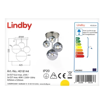 Lindby - Plafoniera RAVENA 2xE27/40W/230V + 2xE27/25W/230V