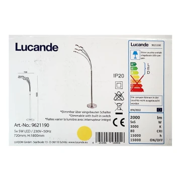 Lucande - Lampada da terra dimmerabile a LED CATRIONA 5xLED/5W/230V