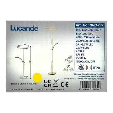 Lucande - Lampada da terra LED dimmerabile PARTHENA LED/29,1W/230V + LED/5,3W/230V