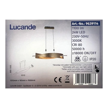 Lucande - Lampadario a sospensione con filo LED dimmerabile MARIJA LED/24W/230V