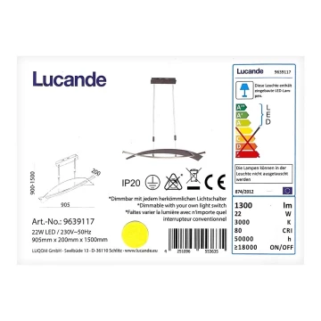 Lucande - Lampadario LED dimmerabile su una corda MARIJA LED/22W/230V