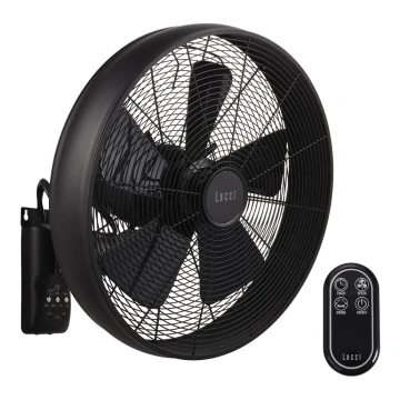 Lucci air 213124 - Ventilatore da parete BREEZE 55W/230V nero + telecomando