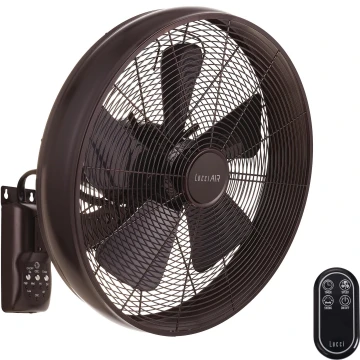 Lucci air 213125 - Ventilatore da parete BREEZE 55W/230V nero/marrone + telecomando