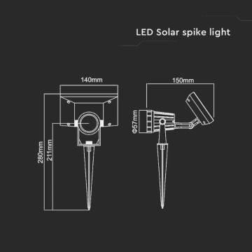 Luce solare LED SPIKE LED/2W/5,5V IP65 3000K