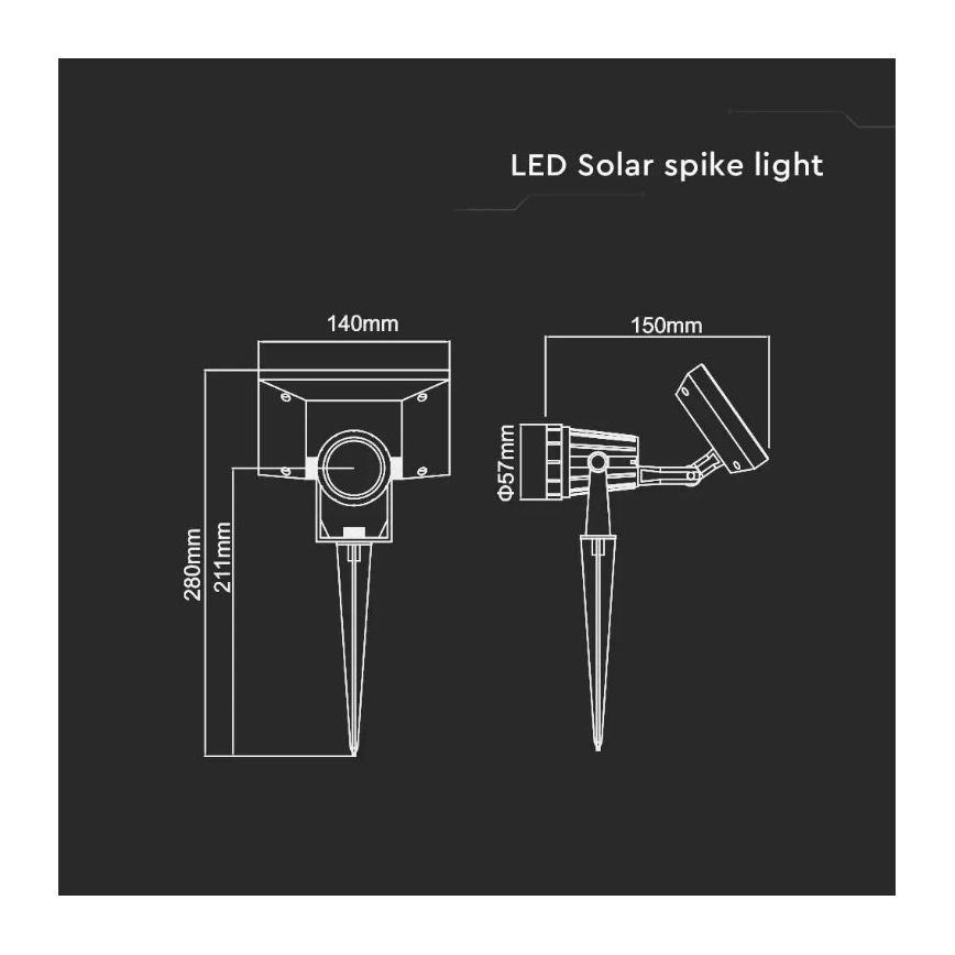 Luce solare LED SPIKE LED/2W/5,5V IP65 6400K