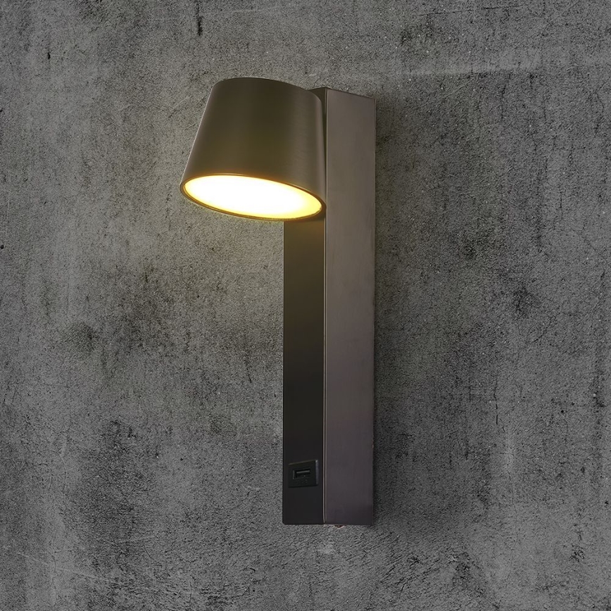 Luce Spot da parete a LED con porta USB LED/8W/230V 3000K