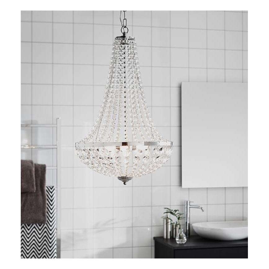 Markslöjd 107551 - Lampadario di cristallo da bagno a sospensione con catena 3xG9/20W/230 IP44