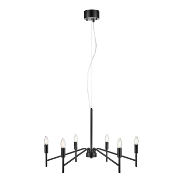 Markslöjd 108209 - Lampadario su corda MONARCH 6xE14/18W/230V nero