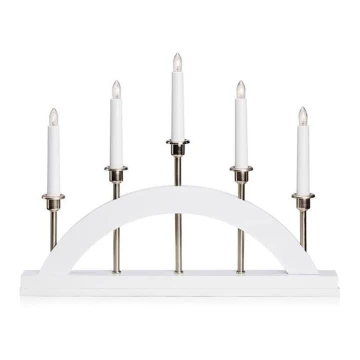 Markslöjd 705832 - Candelabro di natale BRIDGE 5xE10/3W/230V bianco