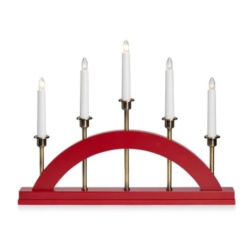 Markslöjd 705833 - Candelabro di natale BRIDGE 5xE10/3W/230V rosso