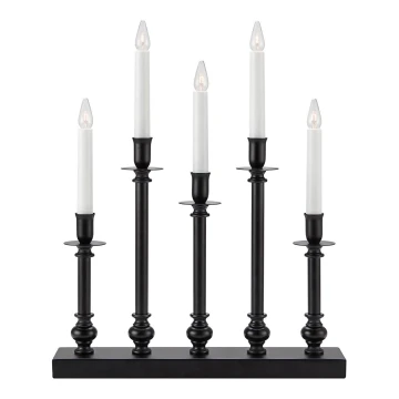 Markslöjd 706092 - Candelabro natalizio FRATELLO 5xE10/3W/55V nero