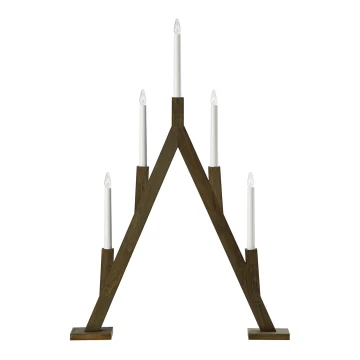 Markslöjd 706163 - Candelabro natalizio BJURFORS 5xE10/3W/230V marrone