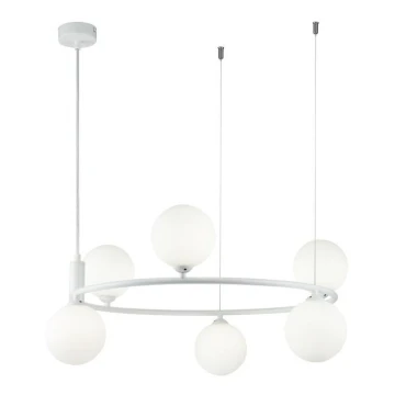 Maytoni MOD013PL-06W - Lampadario a sospensione con filo RING 6xG9/25W/230V bianco