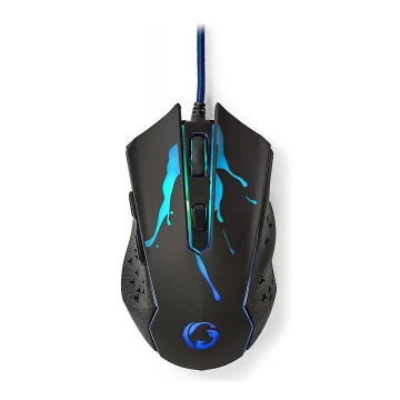 Mouse da gioco LED 1200/1800/2400/3600 DPI 6 pulsanti nero