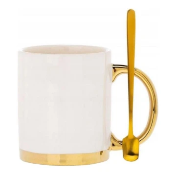 Mug con cucchiaio LANA cremoso/oro