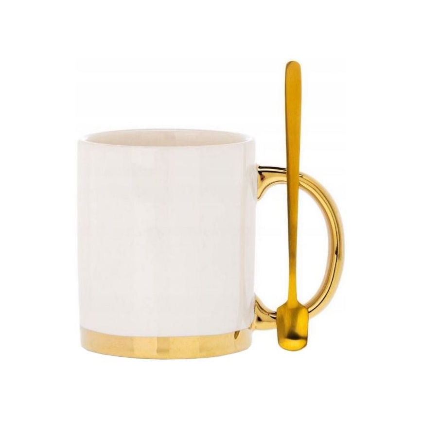 Mug con cucchiaio LANA cremoso/oro