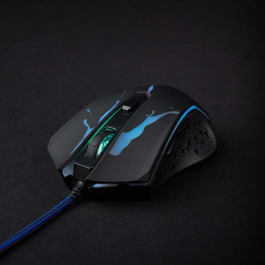 Mouse da gioco LED 1200/1800/2400/3600 DPI 6 pulsanti nero